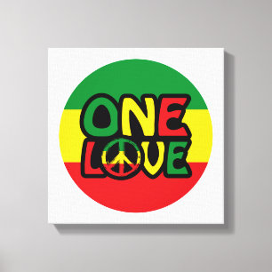 One Love, Reggae design with reggae colours Canvas Print