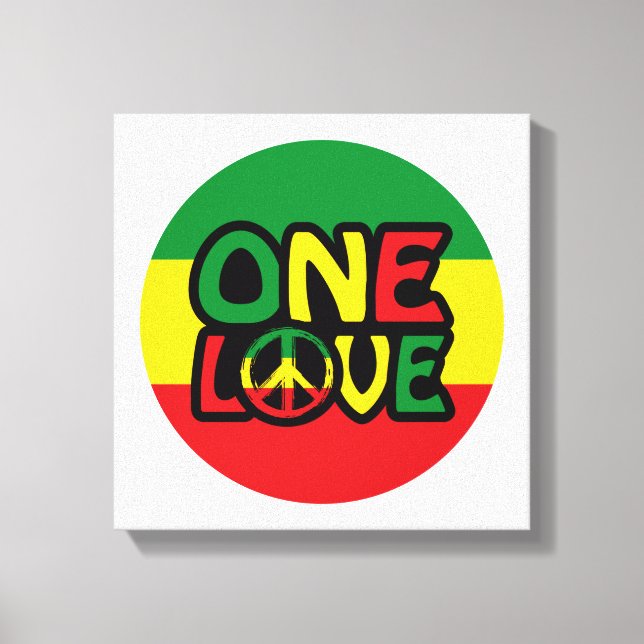 One Love, Reggae design with reggae colours Canvas Print (Front)