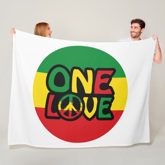One Love, Reggae design with reggae colours Fleece Blanket (In Situ)