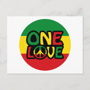 One Love, Reggae design with reggae colours Postcard