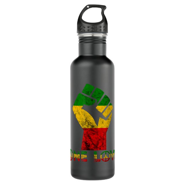 One Love Reggae Fist Rasta Reggae Music Jamaica Ra 710 Ml Water Bottle (Front)