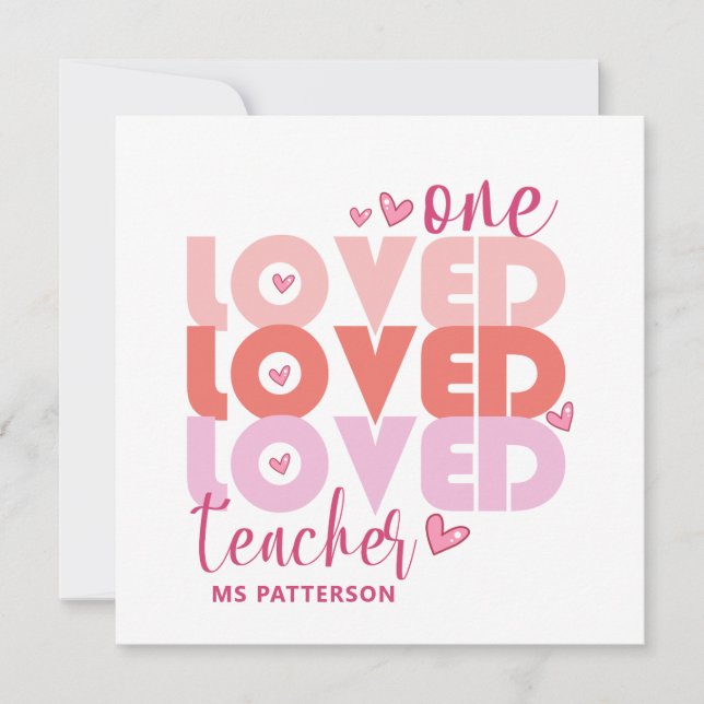 One Love Teacher Pink Modern Personalised Name (Front)