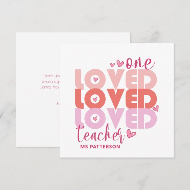 One Love Teacher Pink Modern Personalised Name (Front/Back)