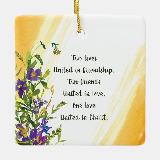 One love united in Christ Inspirational Quote Ceramic Ornament (Front)