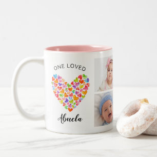 One Loved Abuela Four Photo Collage  Two-Tone Coffee Mug