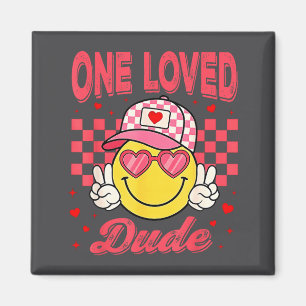 One Loved Dude Checkered Heart Valentines Day Boys Magnet