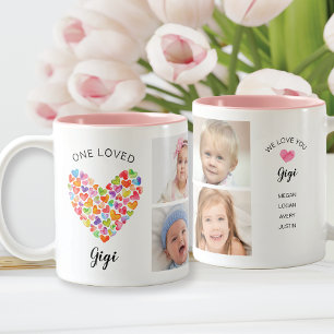 One Loved Gigi Four Photo Collage Two-Tone Coffee Mug