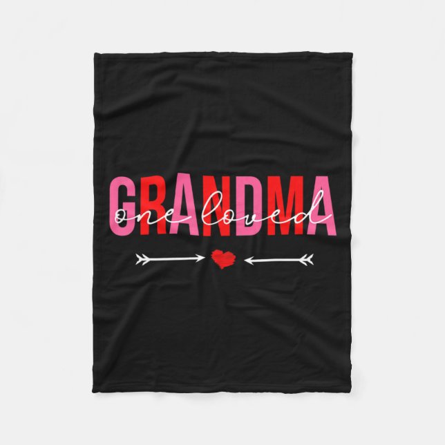 One Loved Grandma Valentines Day Family Matching  Fleece Blanket (Front)
