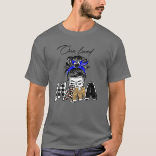 One Loved Mama Mum Life Messy Leopard Bun Mother's T-Shirt