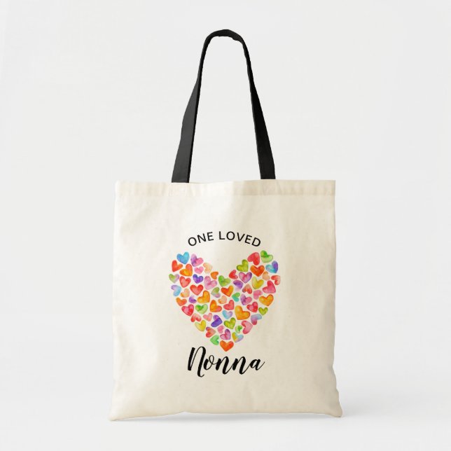 One Loved Nonna Heart Tote Bag (Front)
