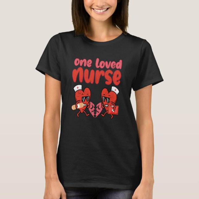 One Loved Nurse Heart Nursing Scrub Top Valentines (Front)