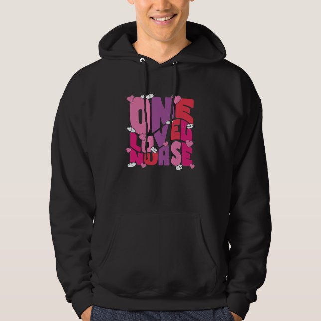 One Loved Nurse Valentines Day Heart Stethoscope N Hoodie (Front)