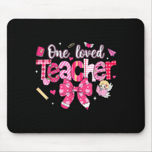One Loved Teacher Coquette Bow Pencil Valentine Gi Mouse Mat