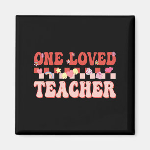 One Loved Teacher Happy Valentines Day Retro Groov Magnet