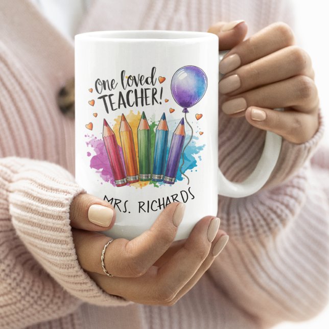 One Loved Teacher Personalised Thank You Gift Coffee Mug (One Loved Teacher Personalised Thank You Gift Coffee Mug)