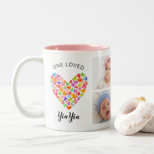 One Loved YiaYia Four Photo Collage Two-Tone Coffee Mug