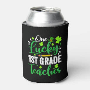 One Lucky 1st Grade Teacher Pencil Shamrock St Pat Can Cooler