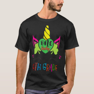 One Lucky 4th Grade Teacher Unicorn Face St Patric T-Shirt