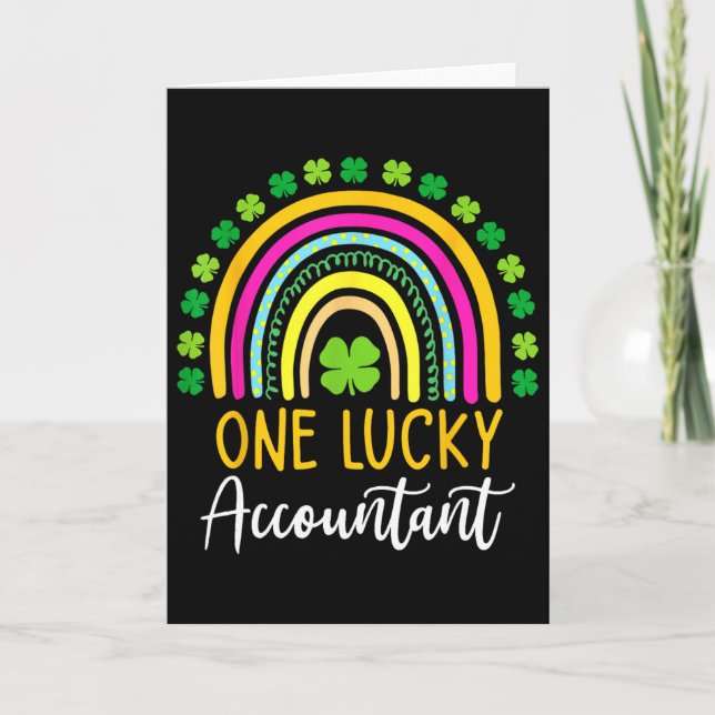 One Lucky Accountant St Patrick Day Shamrocks  Card (Front)