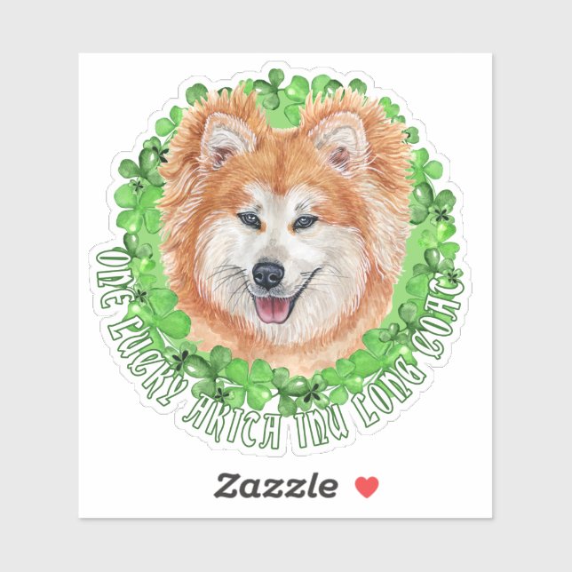 One Lucky Akita Inu Long Coat St. Patrick Dog (Sheet)