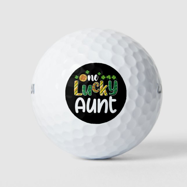 One Lucky Aunt Matching Family St Patrick's Day Golf Balls (Front)