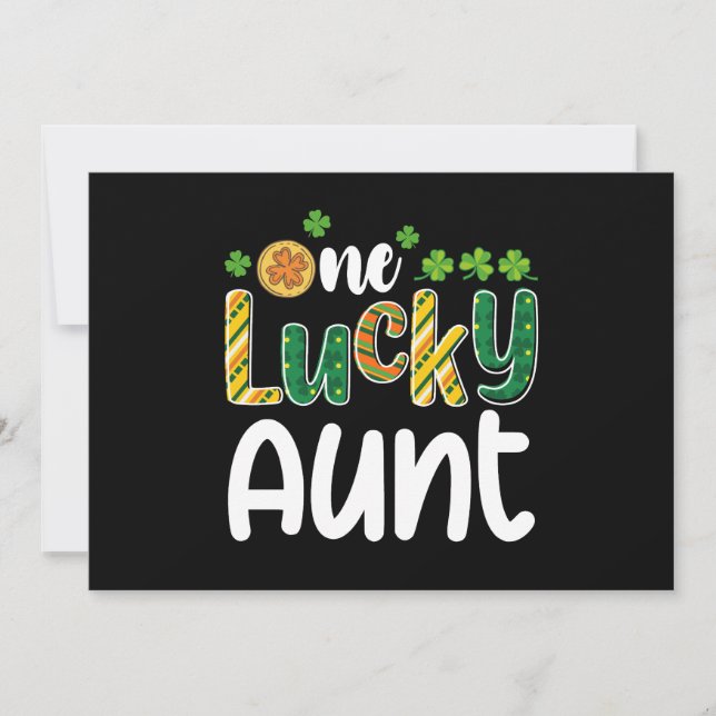 One Lucky Aunt Matching Family St Patrick's Day Invitation (Front)