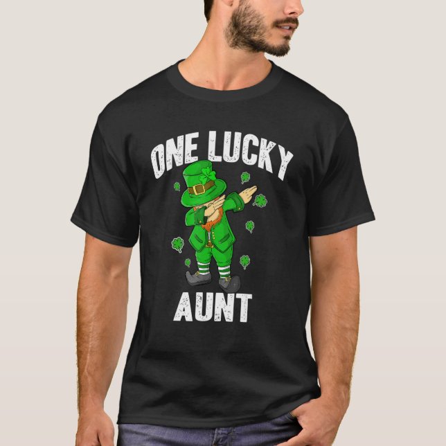 One Lucky Aunt St Patricks Day Dabbing Leprechaun  T-Shirt (Front)