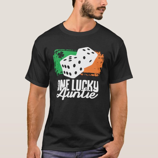 One Lucky Auntie Dice Game  Family Group Matching T-Shirt (Front)