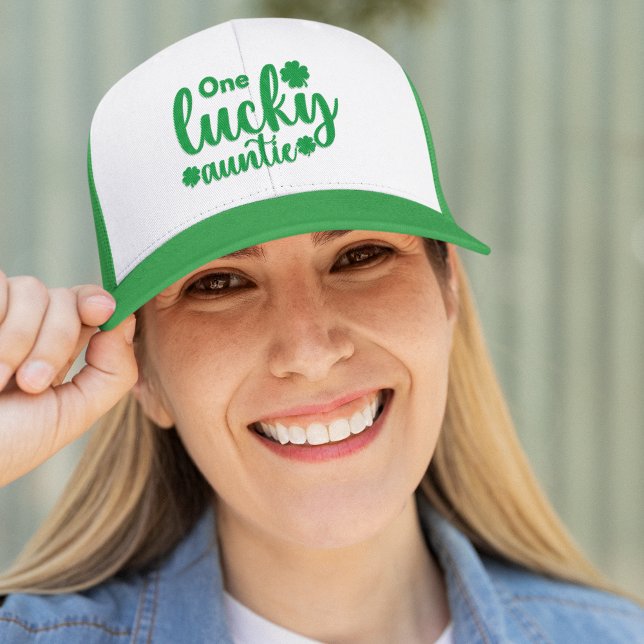One Lucky Auntie Funny St Patrick Day Trucker Hat (Creator Uploaded)