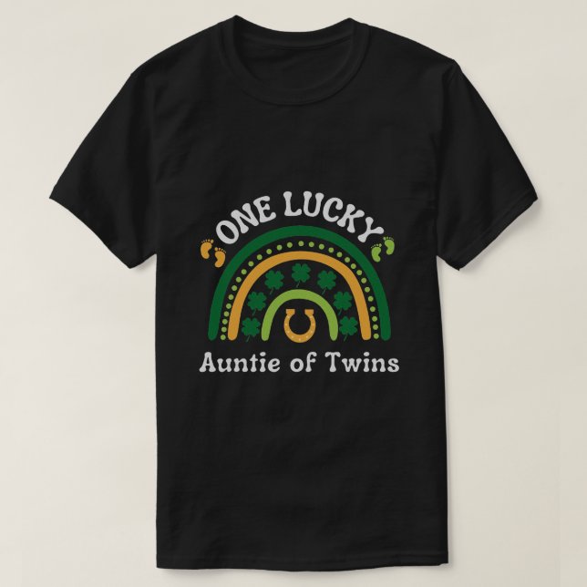 One Lucky Auntie of Twins Irish St Patrick's Day T-Shirt (Design Front)