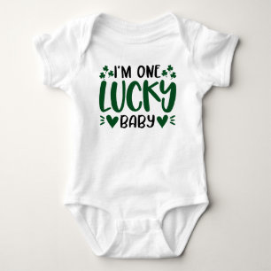 One Lucky Baby Shamrock Clover Saint Patricks Day  Bodysuit