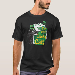 One 🍀 Lucky Beer Drinking Irish Cat T-Shirt