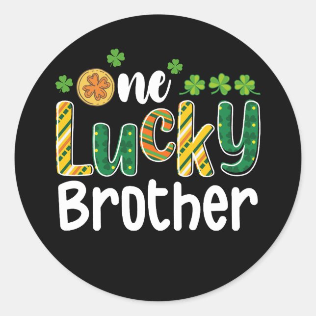 One Lucky Brother Matching Family St Patrick's Day Classic Round Sticker (Front)