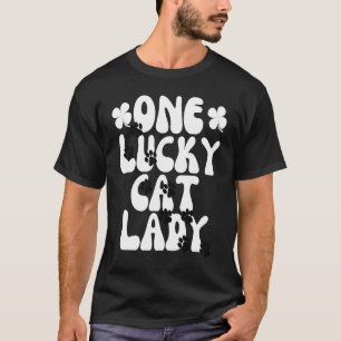 One Lucky Cat Lady Retro Shamrock St Patricks Day T-Shirt