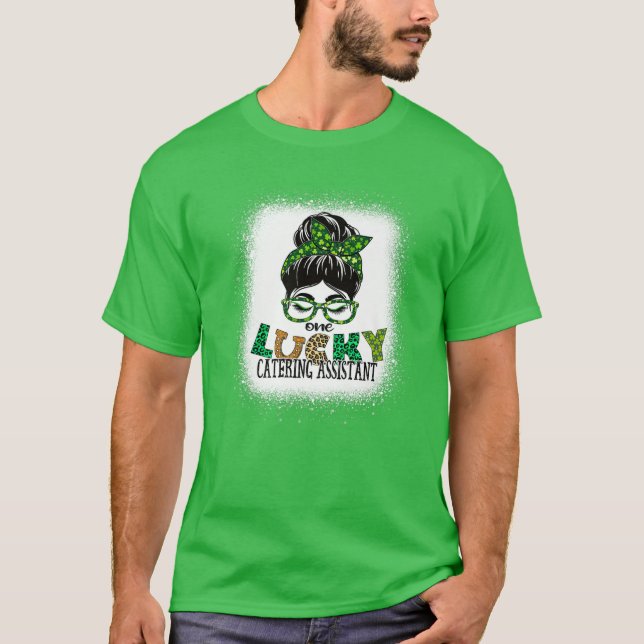 One Lucky Catering Assistant Bleached St Patricks T-Shirt (Front)