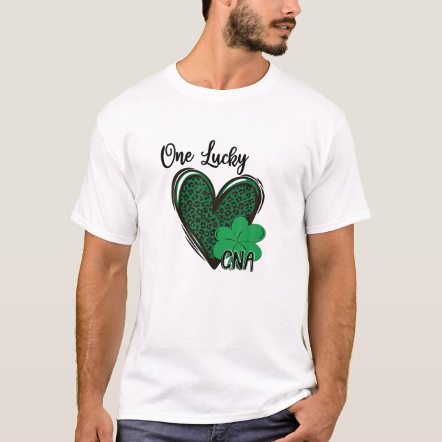 One Lucky CNA Gift School Teacher St Patricks Day T-Shirt (Front)