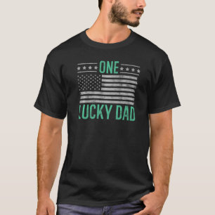 One Lucky Dad, Cool Dad Daddy Husband US Flag Fath T-Shirt