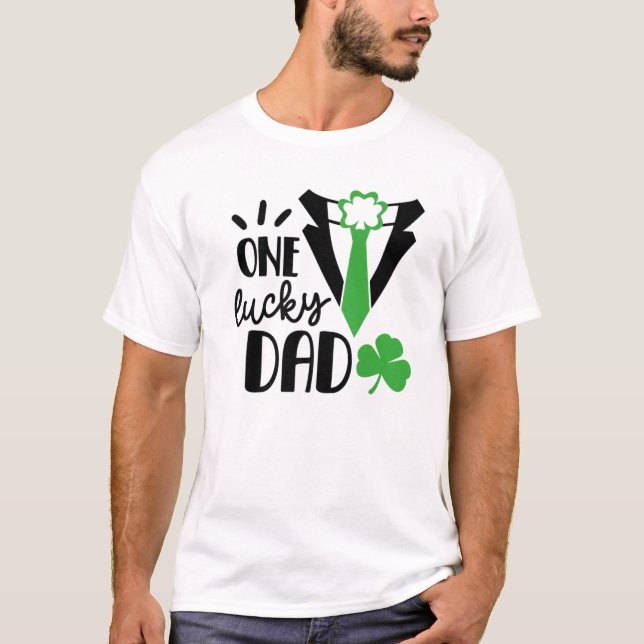 One Lucky Dad Green St Patricks Day Men Women Kid T-Shirt (Front)