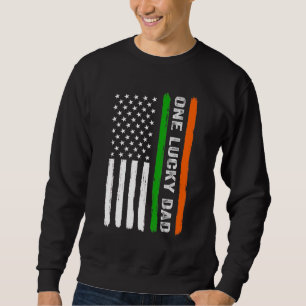One Lucky Dad Irish American Flag Ireland St Patri Sweatshirt