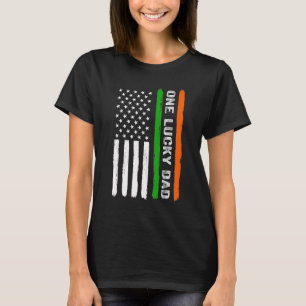 One Lucky Dad Irish American Flag Ireland St Patri T-Shirt