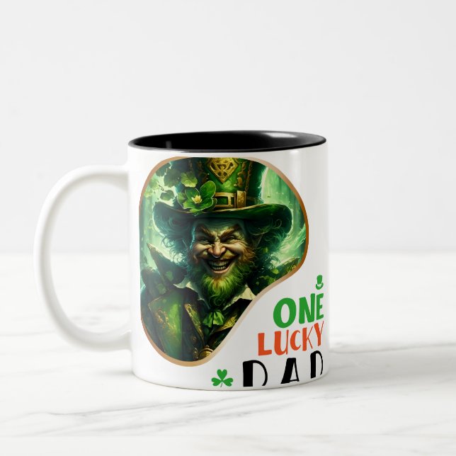 One Lucky Dad - Irish Step Dancing Two-Tone Coffee Mug (Left)