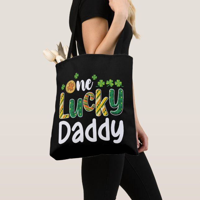 One Lucky Daddy Matching Family St Patrick's Day Tote Bag (Close Up)