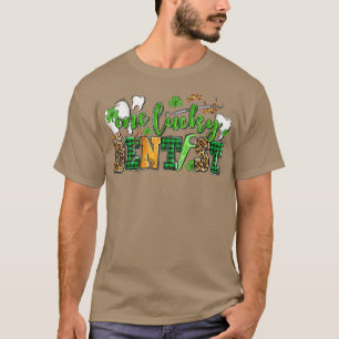 One Lucky Dentist Leopard Shamrock St T-Shirt