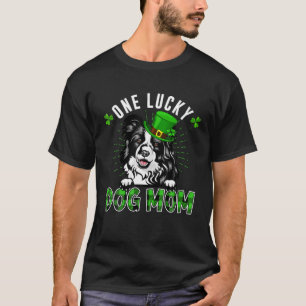 One Lucky Dog Mama Border Collie Mum St Patricks D T-Shirt