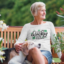 One Lucky Dog Mama Clover Paw White Long Sleeve