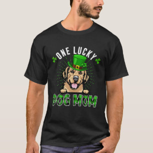One Lucky Dog Mama Golden Retriever Mum St Patrick T-Shirt