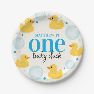 One Lucky Duck 1st Birthday Blue Paper Plates