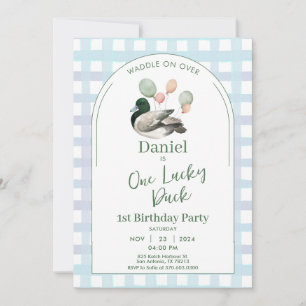 One Lucky Duck 1st Birthday Invitation