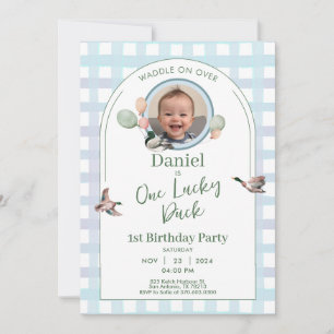 One Lucky Duck 1st Birthday Photo Invitation