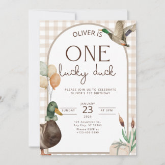 One Lucky Duck Birthday Invitation Boys First